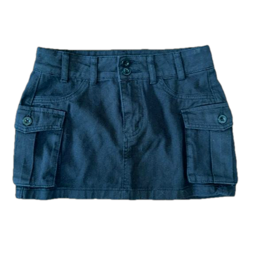 Black, Mini Cargo Skirt: Size XS